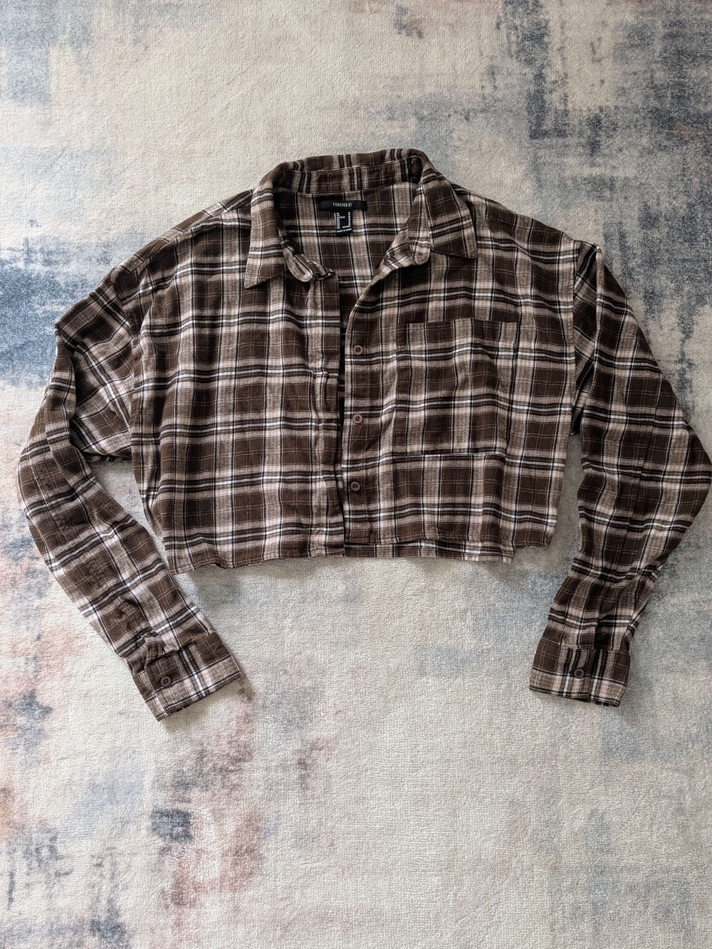 Forever 21 Brown and Cream Plaid Shirt